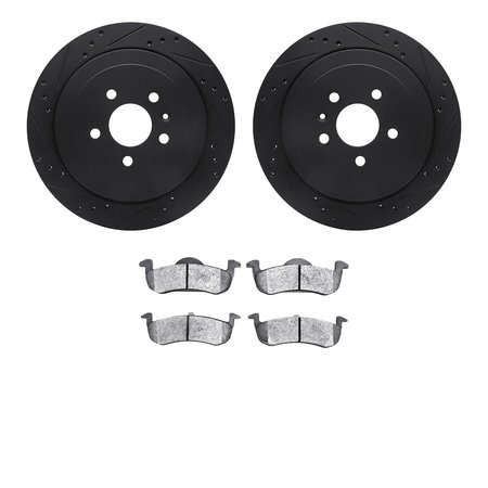 DYNAMIC FRICTION CO 8202-55012, Rotors-Drilled and Slotted-Black with Heavy Duty Brake Pads, SilverGeospec Coated,  8202-55012